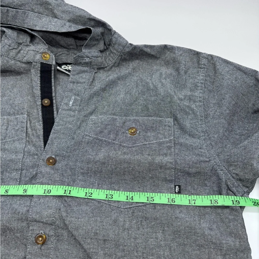 Nike 6.0 Heather Gray Button Down Kids Skater Hooded Shirt, Size‎ L